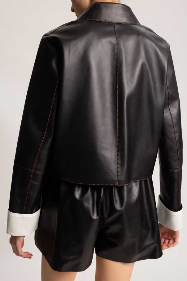 loewe femeninos asymmetrical patchwork cotton shirt